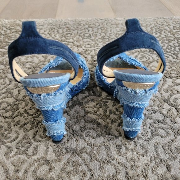 Jimmy Choo Denim Wedge Sandal Shoes-37.5 (Approx. 7) - Picture 8 of 13